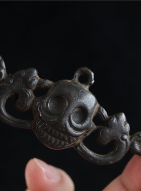 西藏民族风黑漆古尸陀林主脖挂坠