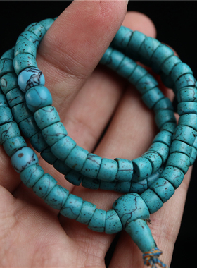 包老西藏特色修持老曲扎佛珠合成料器仿松石手串藏区持捻老佛珠