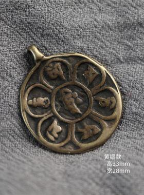 西藏式六字真言大明咒护身佛牌吊坠腰挂包挂纯铜款特色藏饰真言牌
