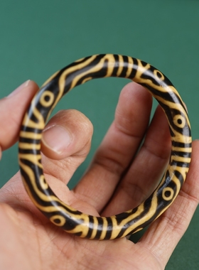 复古包浆西藏传手串合成密胺料器天珠手镯闭口镯民族风牙黄四眼