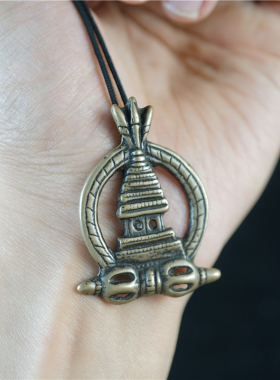 精工西藏藏式利玛铜吉祥多门塔吊坠佛塔项坠脖挂配饰件多吉杵