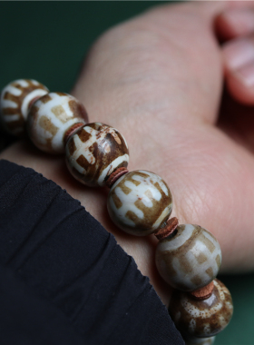 喜马拉雅古珠文玩珠子钦族帮提克手链栅栏珠藏式pyu配珠手串隔珠