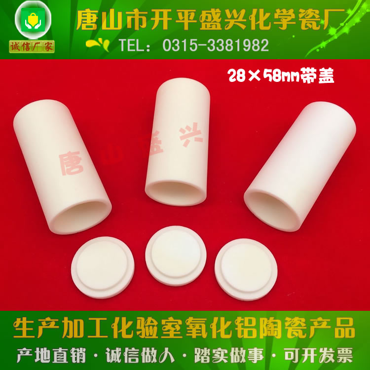 厂家直销 直形带盖99氧化铝坩埚 28*17mm/28*58mm 圆柱形刚玉坩埚