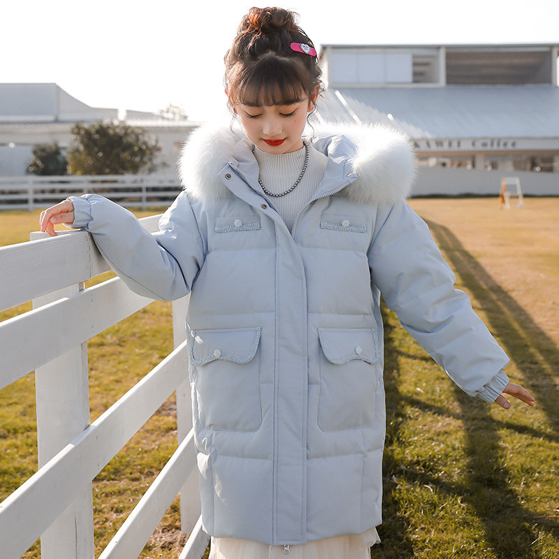 儿童羽绒服女童中长款中大童2025新款加厚三防面料冬季外套清仓,淘宝优惠券,粉丝福利购,淘宝优惠卷