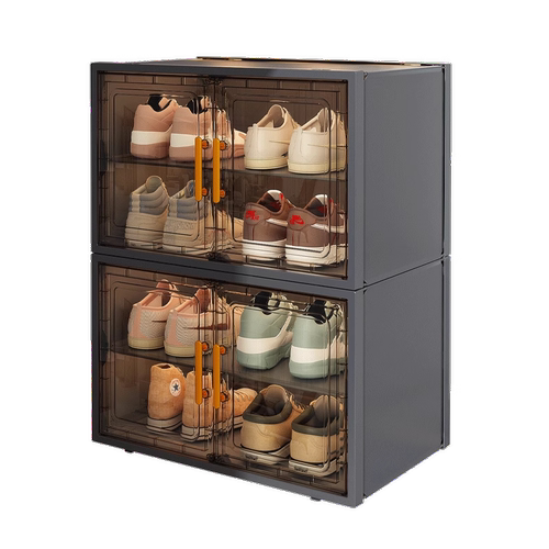 鞋盒收纳盒透明鞋子收纳神器宿舍桌下鞋柜门口办公室小型防尘鞋架 - 图0