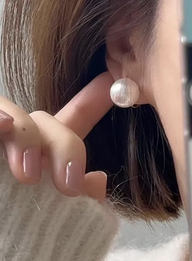 Kiki.韩国fever同款大珍珠显脸小耳钉复古港风S925银进口施家耳饰