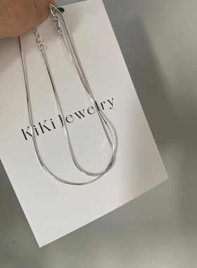 Kiki.极细蛇骨链锁骨链通体S925纯银超闪八角蛇骨链