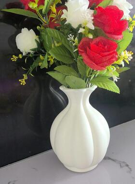 塑料北欧抽象艺术仿陶瓷玄关花插桌面装饰客厅摆件干花插花花瓶