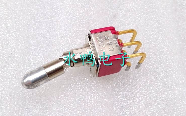5A/2A美国原装C&K 7201镀金钮子开关 纯铜镀真金 双联自锁两档6脚 - 图1
