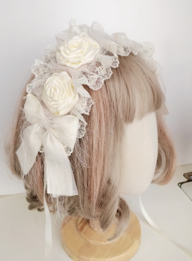 原创手作Lolita发带哥特暗黑天使头饰黑色玫瑰花发带cosplay饰品