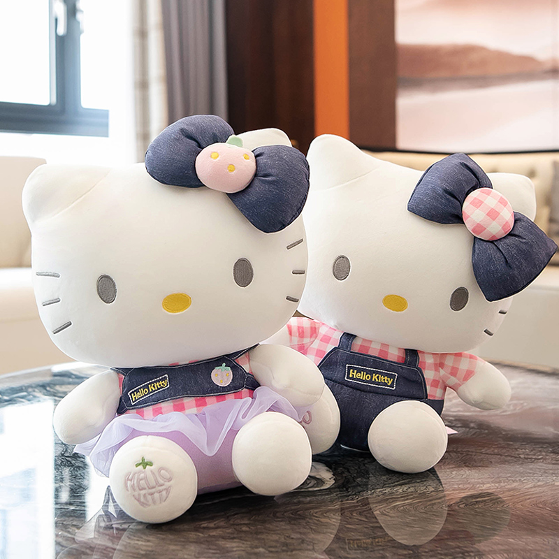 hellokitty公仔毛绒玩具牛仔哈喽kt猫咪安抚玩偶娃娃生日礼物女孩 - 图1