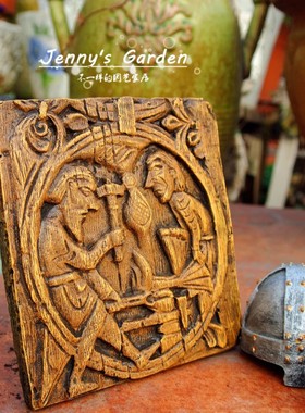 北欧复古仿木雕摆件维京装饰花园