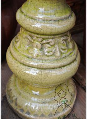 美式风庭院陶土鎏金做旧玄关摆件