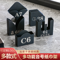 Stainless Steel Creative Table Number Plate Number Plate Number Plate Standing Hotel West restaurant Dining Towel Holder for paper towels