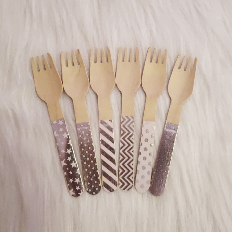 PartyCutlery Collection Wooden fork plastic spoon disposable-图0