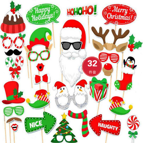 2025圣诞节拍照道具派对布置帽子眼镜嘴唇Christmas photo props - 图2