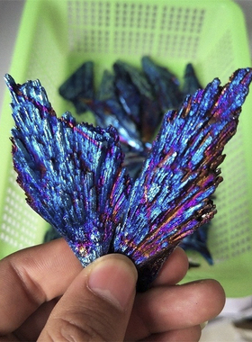 电镀电气石黑碧玺孔雀羽水晶簇