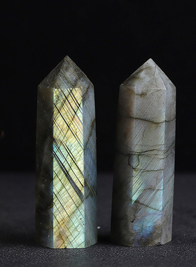 天然水晶大号拉长石柱子摆件