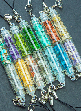 天然水晶碎石许愿瓶水晶装饰摆件