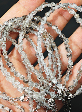 天然水晶油胆闪灵钻手链随形原石碎石单圈手串巴基斯坦个性ins风