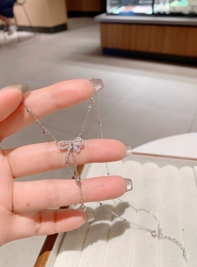 S925银可爱蝴蝶结流苏银项链送礼盒礼袋情人节生日礼物顺丰6