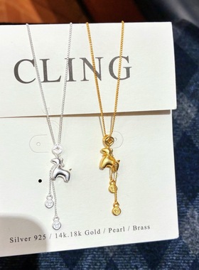 S999银纯银新款流苏马上有钱足银项链不褪色礼盒礼袋顺丰1