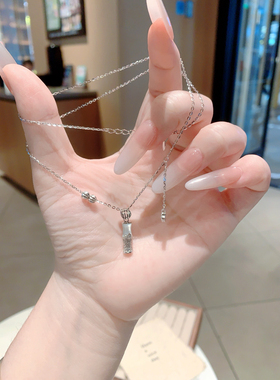 S925银新款白玉髓竹节项链不褪色送礼盒礼袋顺丰包邮6