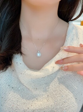 S925银新款方糖银项链约2.4克不褪色顺丰包邮6
