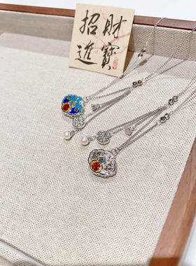 S925银珐琅平安锁流苏银项链送礼盒礼袋纪念日圣诞礼物顺丰11
