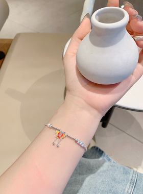 S925银烧蓝蝴蝶碎银手链不褪色纪念日情人节礼物送礼盒顺丰7