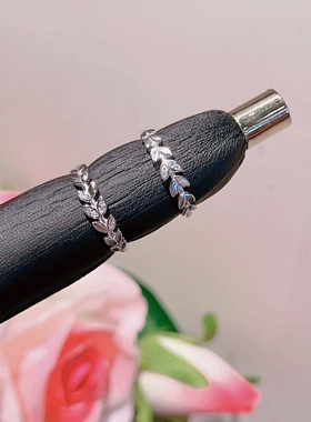 S925银纯银麦穗开口戒指不褪色女友情侣七夕礼物送礼盒礼袋8