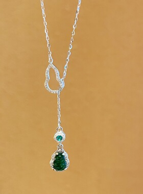 S925银纯银玉髓葫芦流苏项链纯银项链不褪色礼盒礼袋新年顺丰3