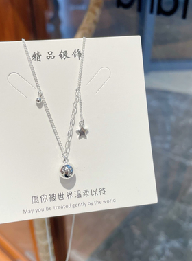 S999银纯银光珠有求必应足银项链不褪色七夕送礼盒礼袋顺丰包邮8