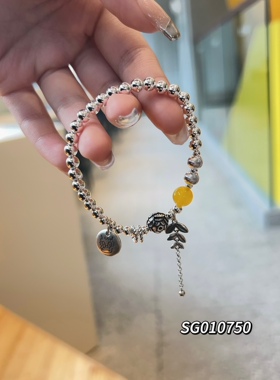 S925银纯银小龙女龙年平安喜乐招财手链圣诞礼物送礼盒礼袋顺丰11