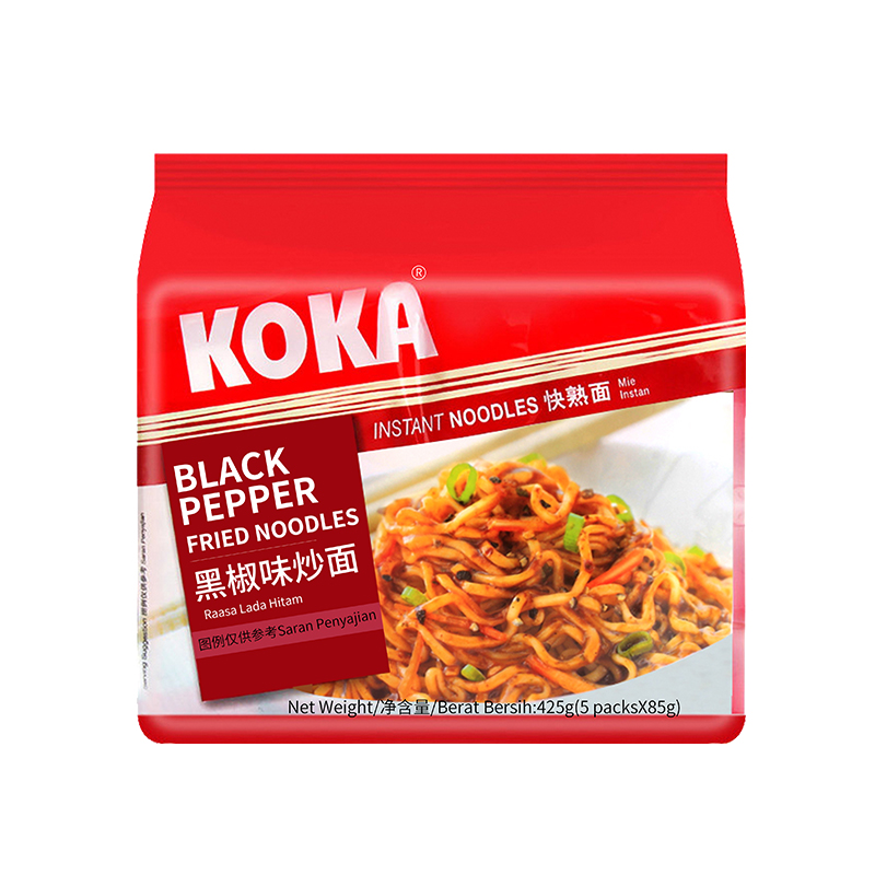 新加坡进口可口牌KOKA黑椒味快熟面炒面泡面速食方便面85g*5包-图3