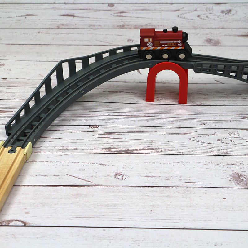 弧形双层木质轨道车积木拼装儿童玩具兼容木头6木制米兔轨道3岁男,淘宝优惠券,粉丝福利购,淘宝优惠卷