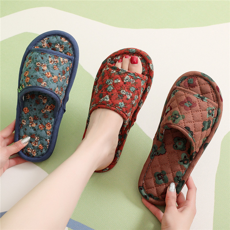 2025棉麻田园碎花布底可机洗家居家室内男女春夏秋冬情侣地板拖鞋,淘宝优惠券,粉丝福利购,淘宝优惠卷
