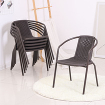 Outdoor Casual Single Chair Cushion Leaning Back Chair Imitation Vine Chair Home Dining Chair Home Dining Chair Chess card Mahjong Chair Plastic Chair