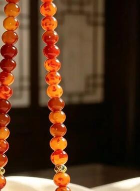 非金属水晶项链 藏红花中国风民族项链