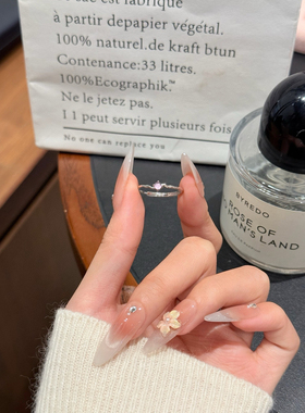 戒指翡月S925银女开口可调节小众设计尾戒食指戒