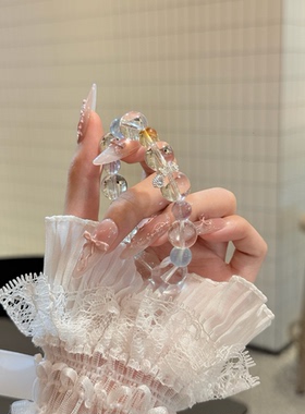 天然紫水晶粉水晶手链星光粉冰透粉水晶手串女款时尚百搭饰品她屿