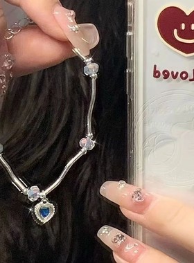 爱心月光石彩珠手链串珠ins夏天元气清新少女高级感手串闺蜜