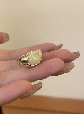 秋冬款复古美拉德猫眼开口戒指高级感小众设计食指戒网红个性