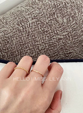 不褪色美产纤细金珠软链戒指14K