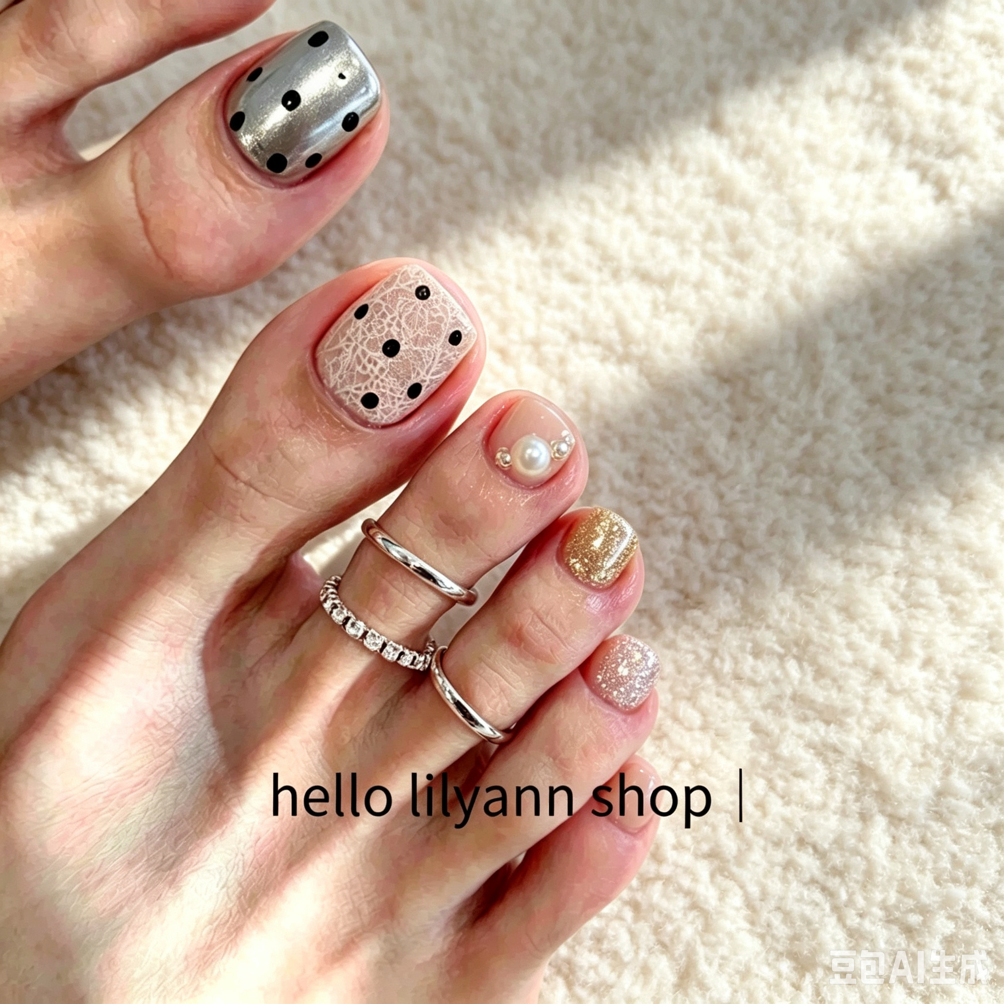 Classic versatile full-diamond elastic toe ring with high-end feel