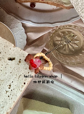 爱心小熊ins春夏脚戒指hello原创设计小众趣味个性叠戴显白可爱女