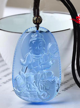 龙蛇蓝水晶护身运转坠