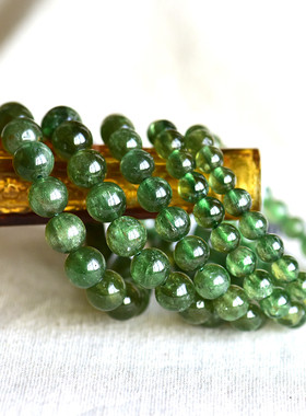 天然水晶猫眼墨绿色玻璃漂亮手链