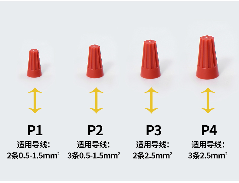 金笔P1P2P3P4闭端子绝缘线头压线螺旋转并线电工配件压线帽弹簧卡 - 图2