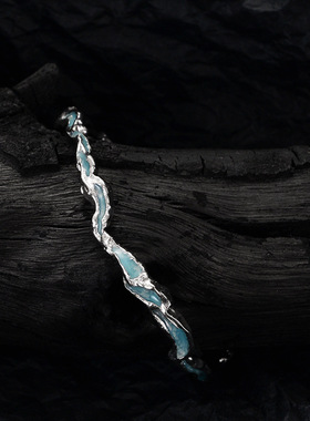 南风歌原创设计《冰川》手镯S925银开口镯新中式气质甜酷女生礼物